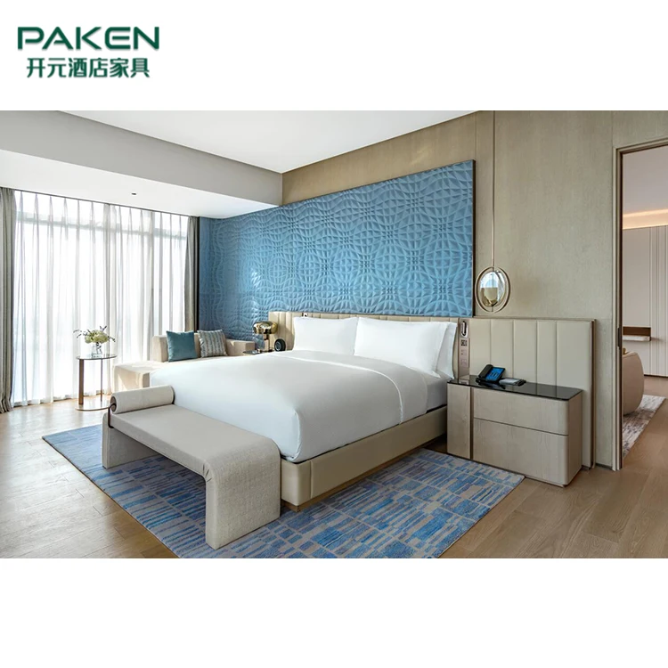 Paken Modern Style 5 Star King Size Bed Bedroom Sets Commercial Hotel Room Furniture
