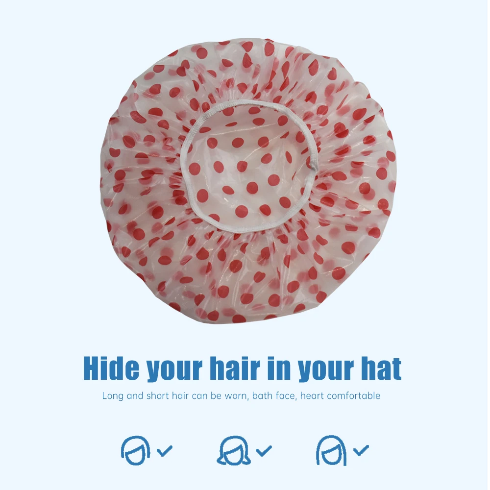 Waterproof Shower Cap Point Bath Hair Cover Elastic Bath Hat Bathing Cap For Women Bathroom Reusable Shower Hat