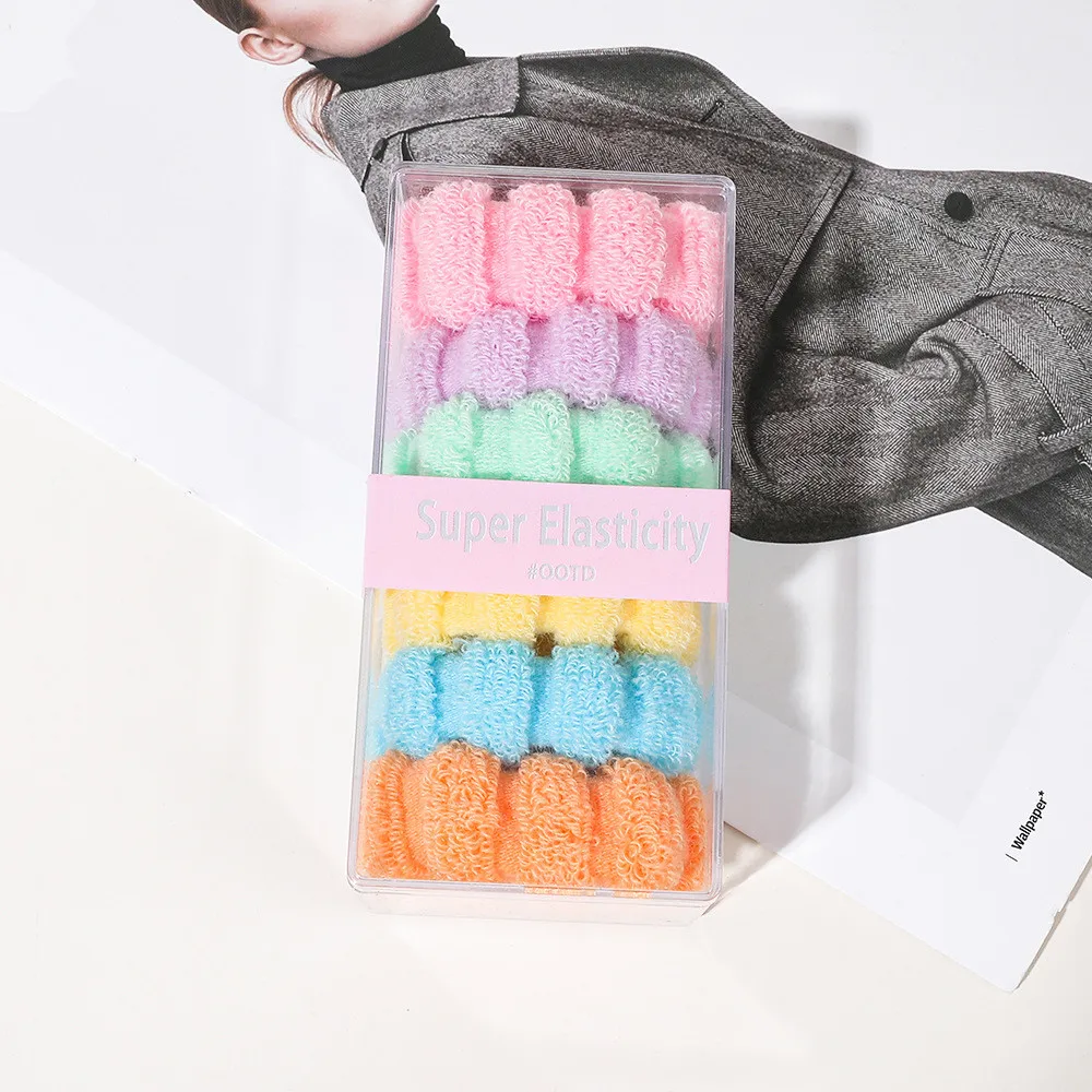Hot Sale Newest Stretch Rubber Bands Hair Accessories Beauty Wholesale Coarse Threaded Color Boxed Hair Rop For Women Hair Ring