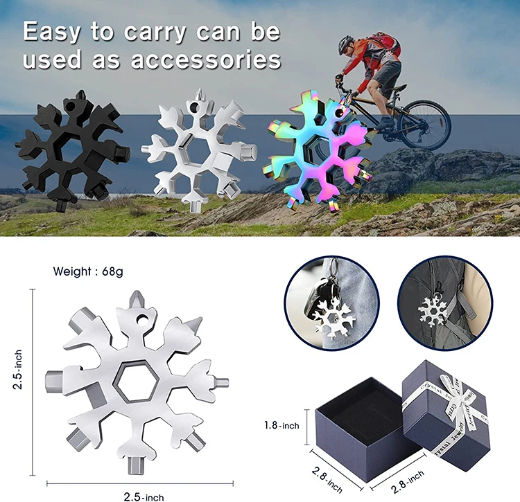 Christmas gift 18 in 1 multi purpose tool outdoor carry screwdriver wrench snowflake tool 18in1 snowflake multitool