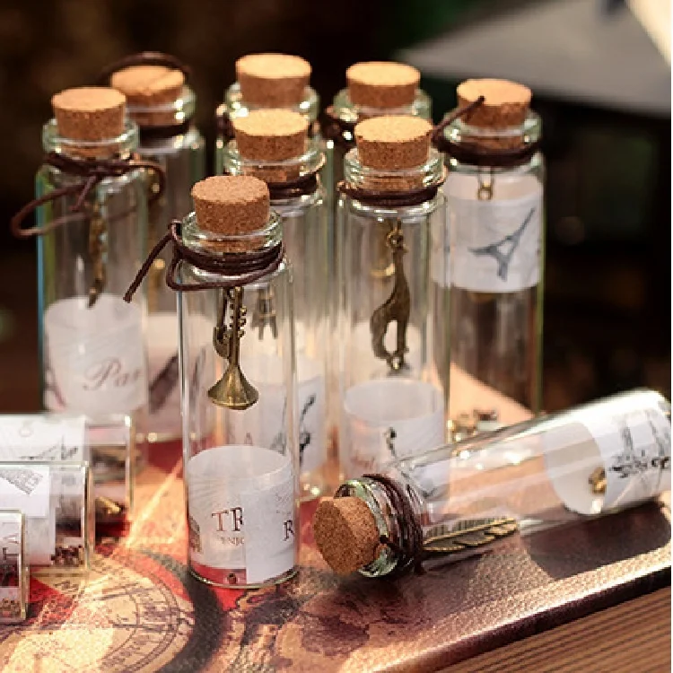 
Whish Bottles Mini Test Borosilicate Tube Glass Bottle WIth Cork And Aluminum Screw Cap 