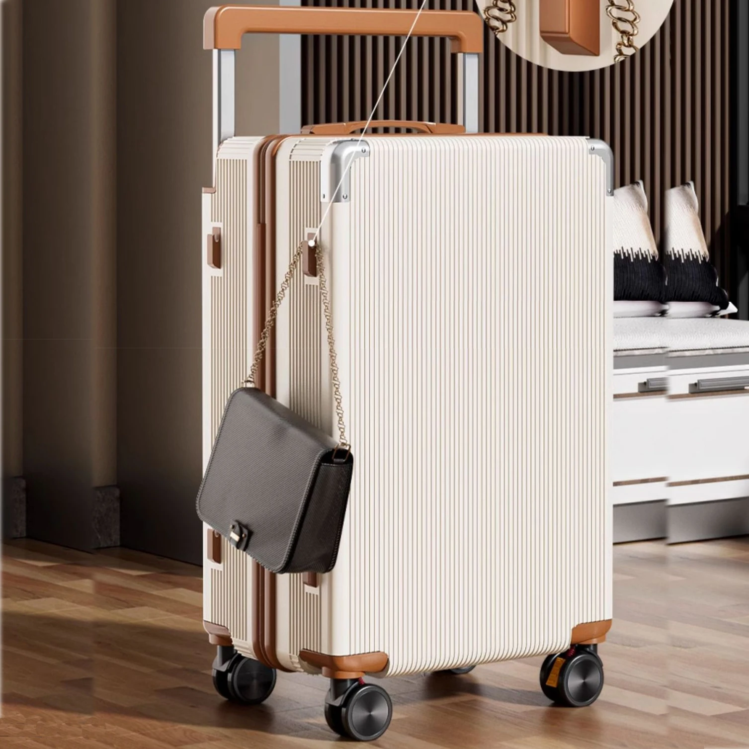 Stylish Aluminum Metal Suitcase with Wide Trolley Best Travel Business Luggage Fashionable ABS+PC with Wheels