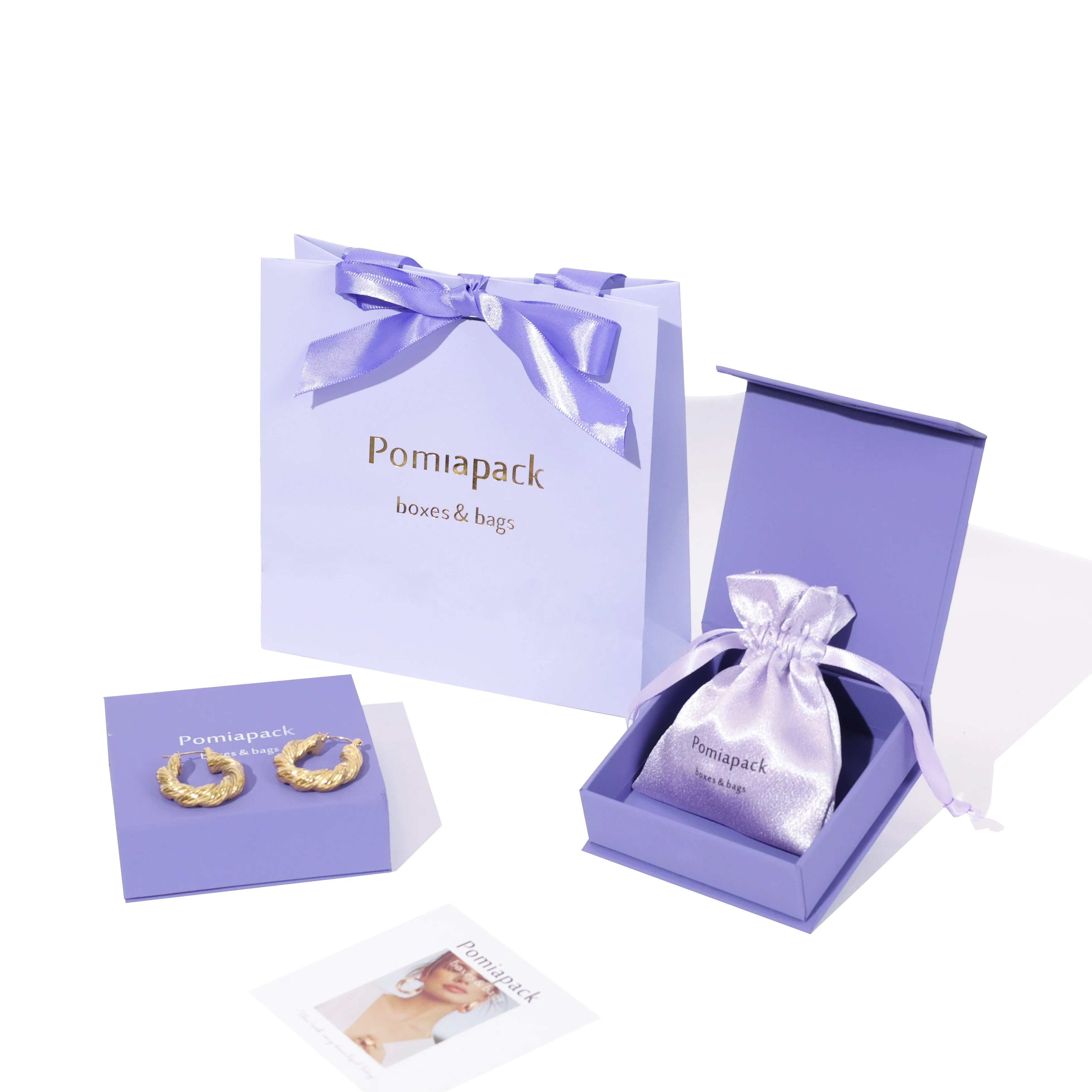 2024 purple color magnetic paper gift jewelry box earring boxes and packaging Eco- friendly cardboard jewlery box packaging