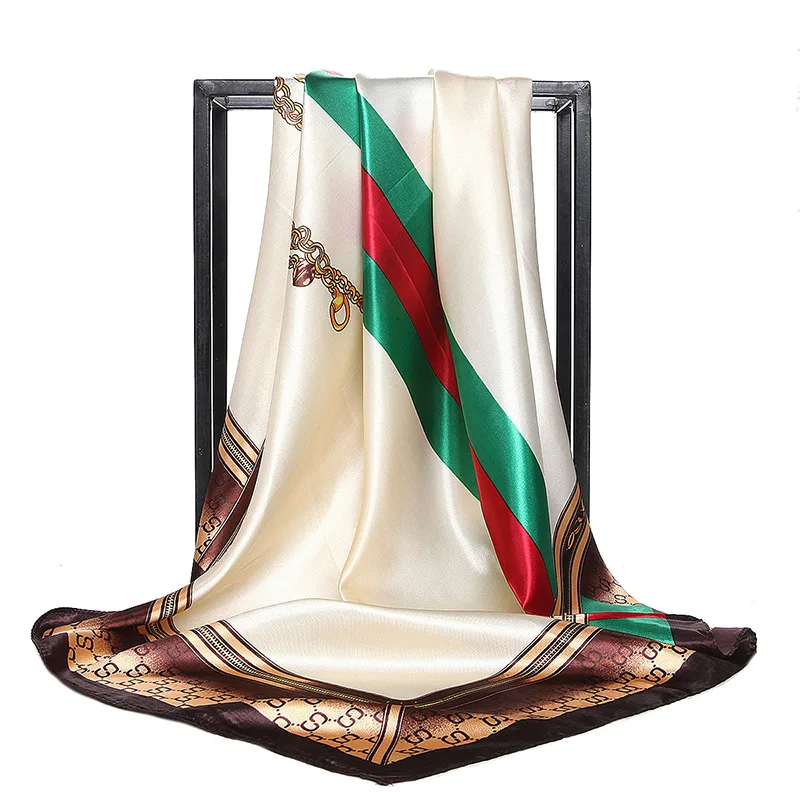 
Women Foulard 90 x 90cm Square Head Hijab Scarf Ladies Chiffon Shawl Female Wrap Silk Scarves 