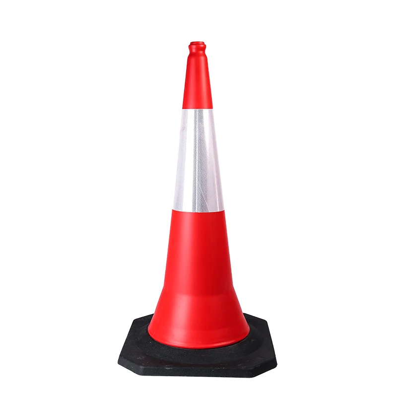 Hdpe Pvc 100cm Safety Red Reflective Soft Road Traffic Cone With Black Base