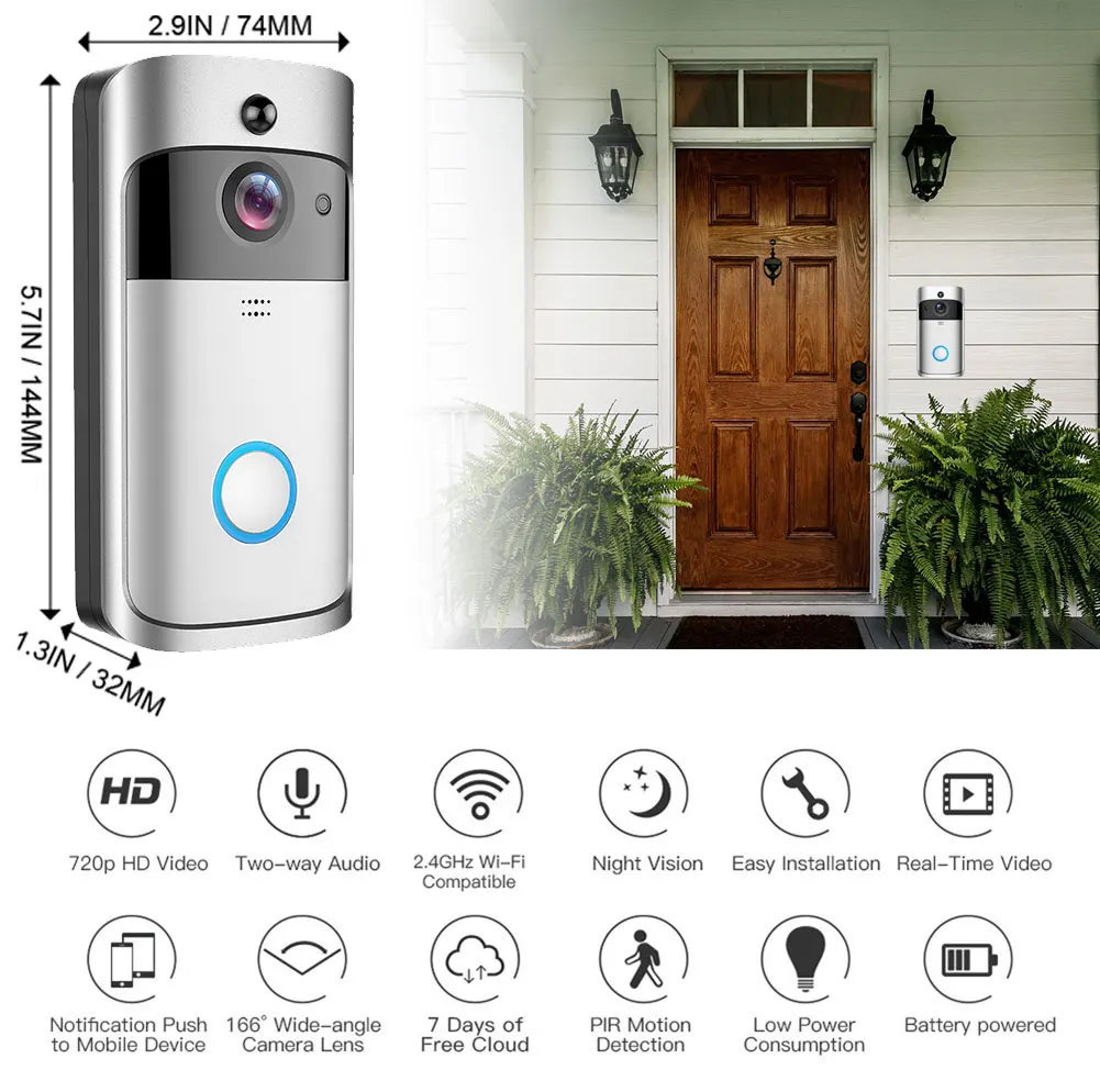 2021 Home intelligent high-end video doorbell wireless doorbells with 720P camera WiFi Ring Doorbell with night vision