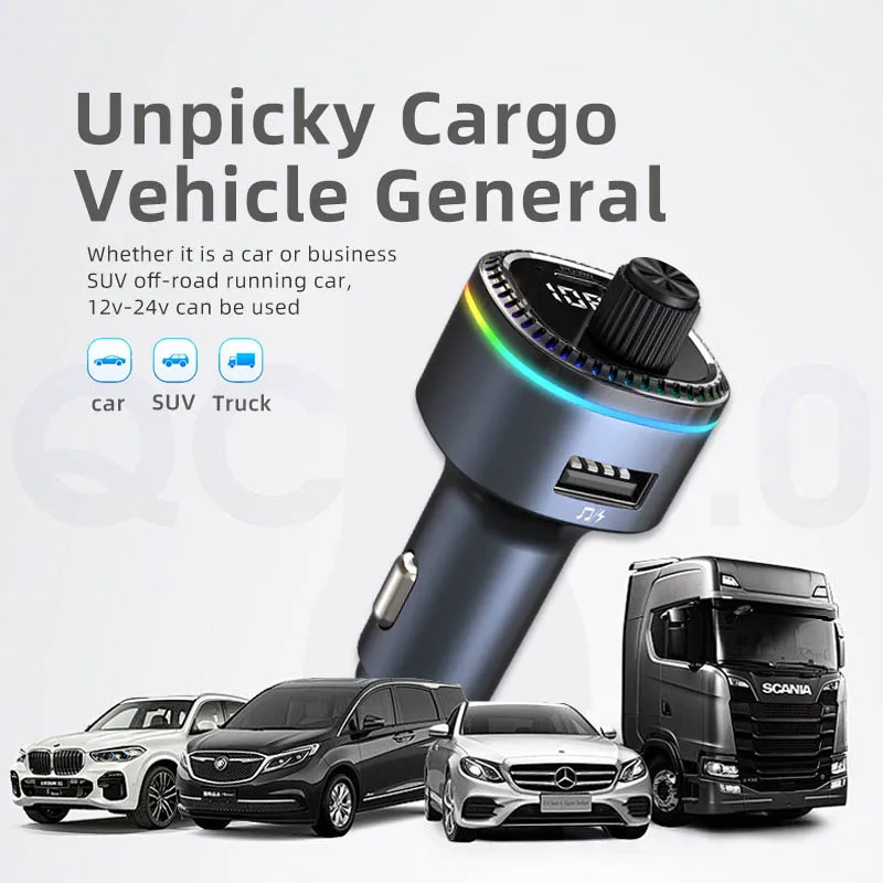 C58 Bluetooth Handsfree Call MP3 Music Player FM Transmitter Type C USB Port Car Charger Adapter