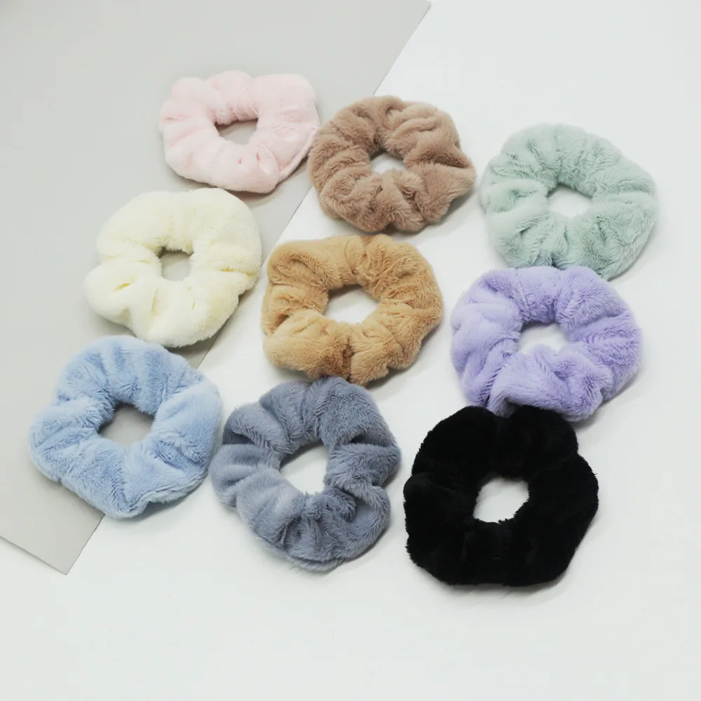 Winter Imitation Rabbit Large Soft Faux Fur Plush Hair Scrunchies Fluffy Hair Band Rope Children Korean Headwear Scrunchies