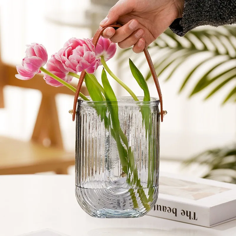 Stained Tabletop Glass Vase Creative Living Room Hydroponic Flower Arrangement Glass Bottle Dry Flower Vases Decoration