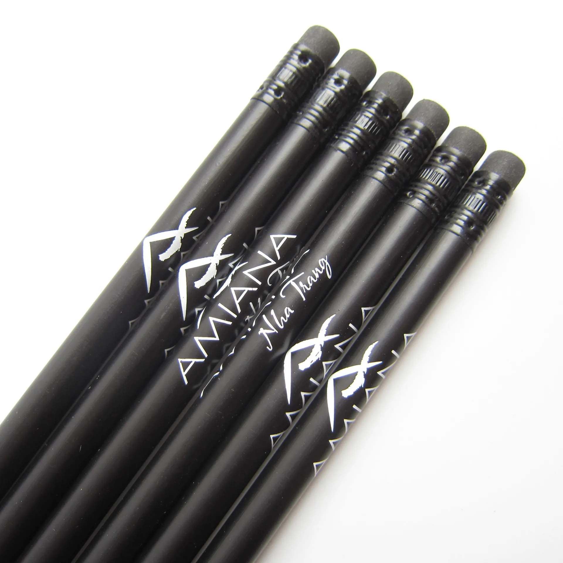 Advertising Gift Pensils Customized Logo Printed 7 Inch HB Lead Black Basswood Pencil With Eraser