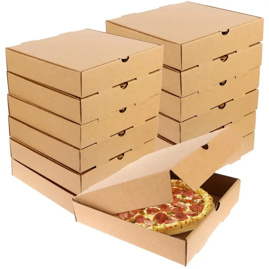 Custom Made 5 7 8 9 10 12 16 20 24 28 32 Inches Corrugated Cardboard Branded Pizza-Box White Pizza Packaging Paper Box For Food