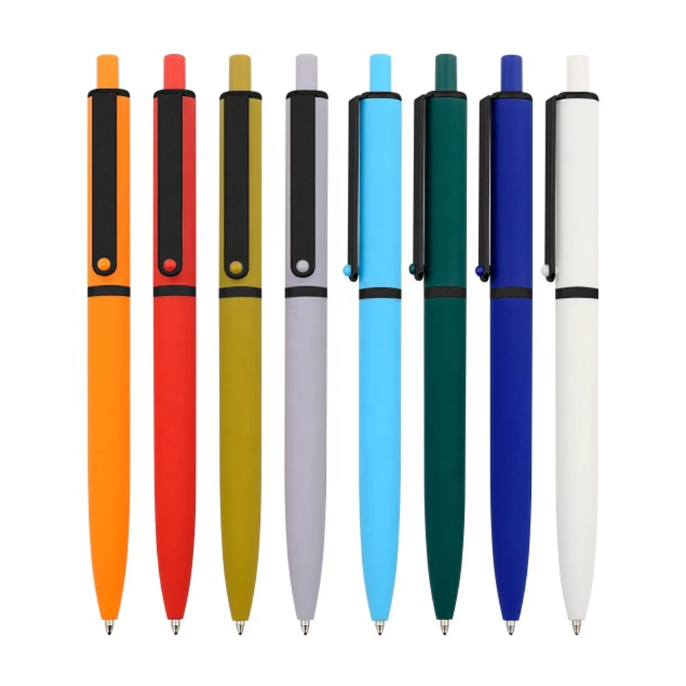 Plastic Ball Point Pen Soft Touch Pens for Printing with Black Trims
