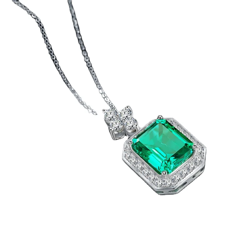 Wholesale  925 Sterling Silver Rectangle Cut Lab Colombian Emerald Jewelry Set  for Sale