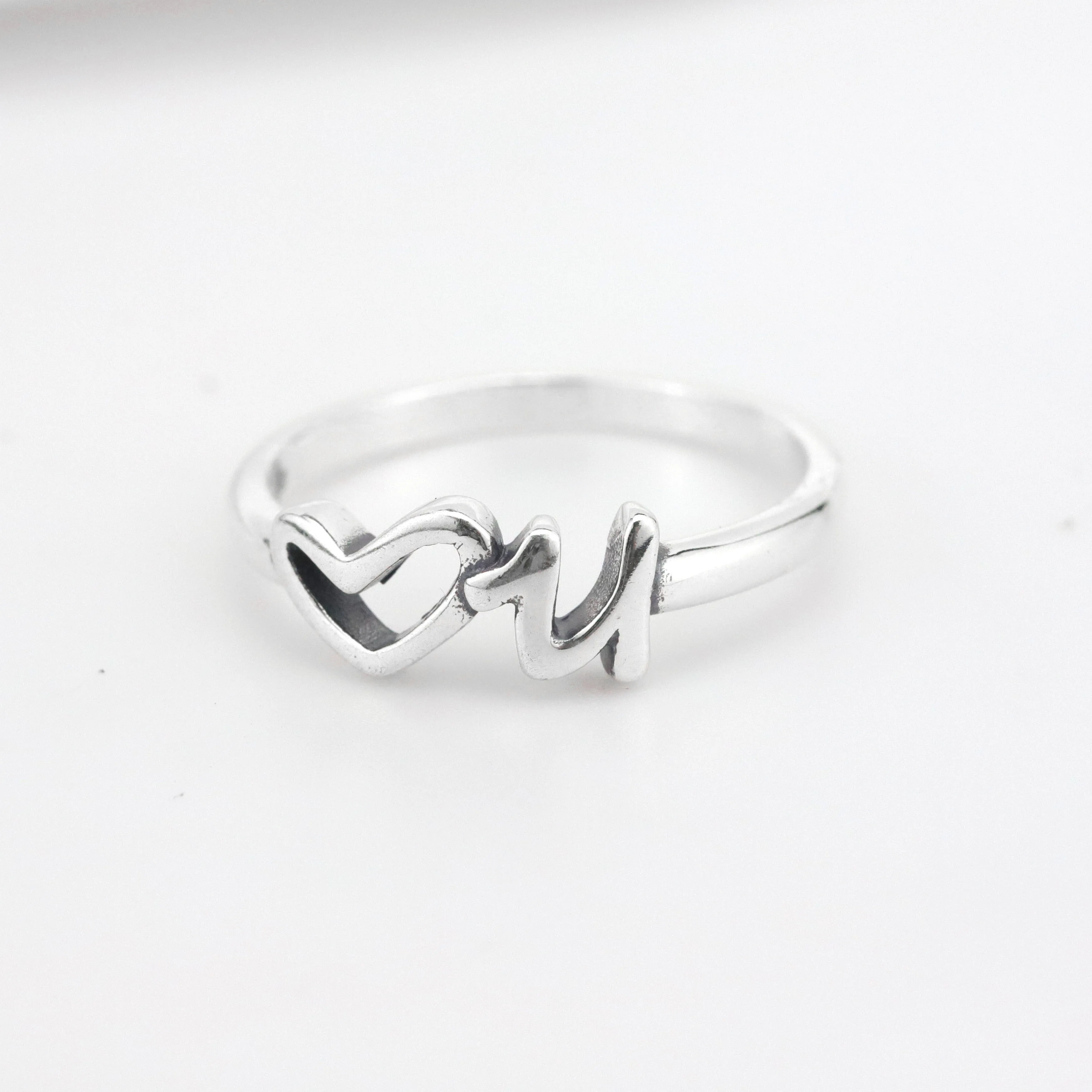 Best Selling 925 Sterling Silver Ring Custom Jewelry Unisex Perfect Anniversary Gift Sterling Silver Heart Ring Love U Ring