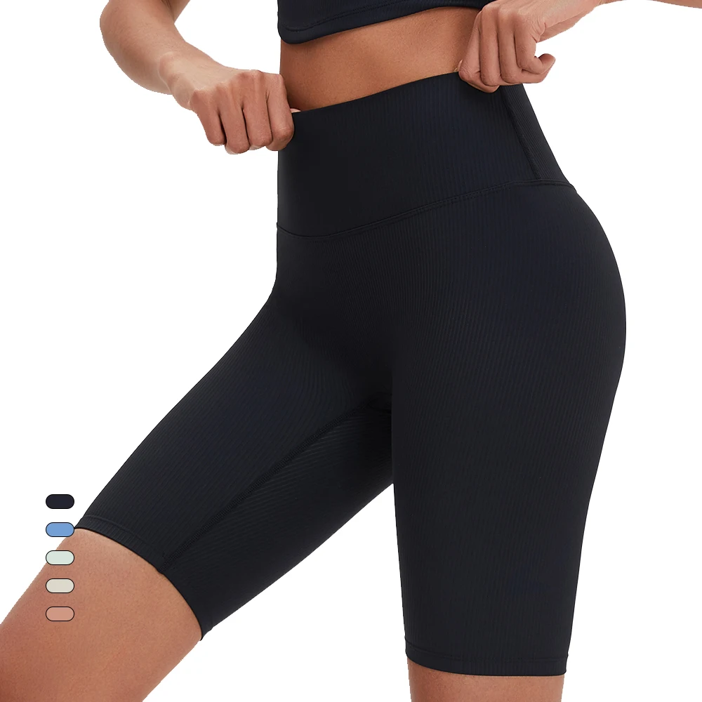 Women athletic gym wear outfit legging no front seam soft tummy control sport short pants for yoga running cycling
