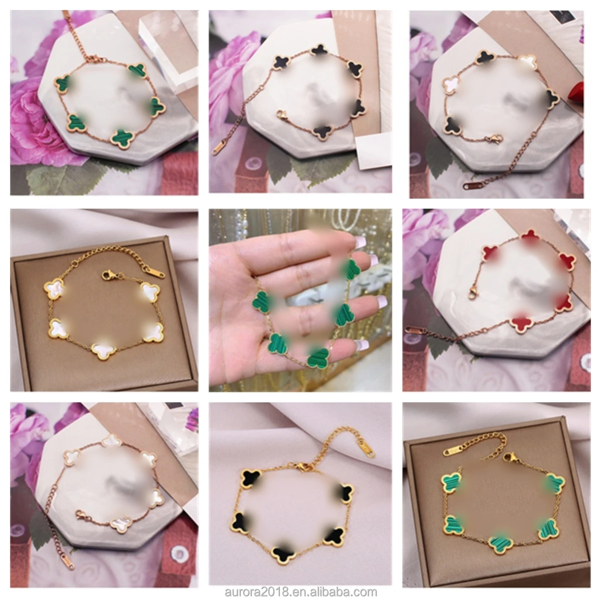 Hot Jewelry Collection Latest Design Trendy Jewelry Stainless Steel PVD Plating FLower Jewellery Four-Leaf Clover Necklace