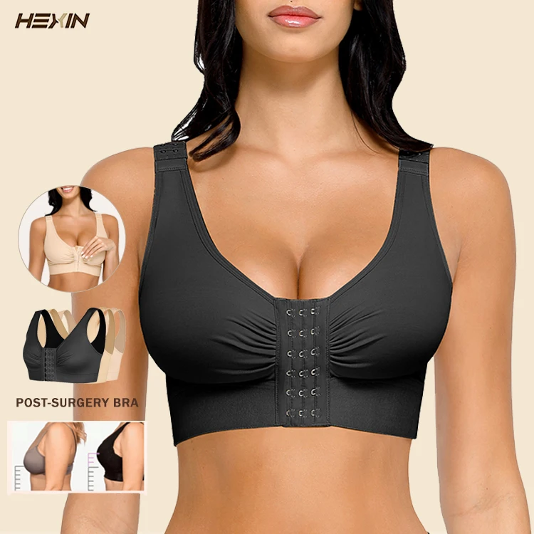 Hexin Wholesale Custom Plus Size High Support Compression Body Shaper Shapewear Push Up Shaping Bra Post-Surgery Bra For Women