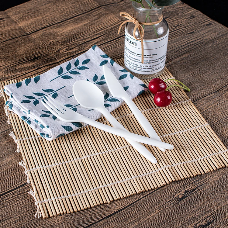 Disposable Corn Starch Eco-friendly 100% biodegradable knife fork spoon cutlery CPLA plastic flatware sets