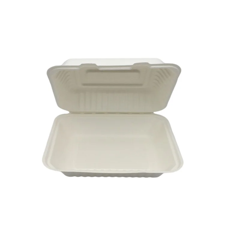 Biodegradable Dinnerware Food Container Bagasse Sugarcane Clamshell Takeout packaging box