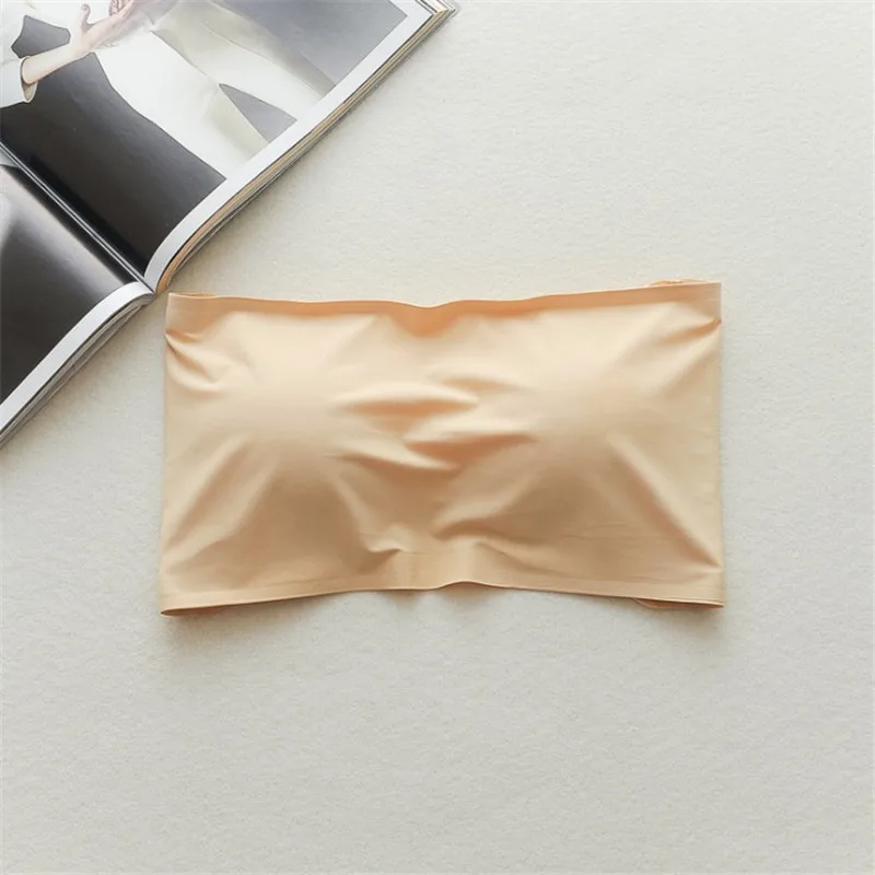 High Quality Womens Sport Bra Summer New First Generation Beauty Wrapped Chest Bra Ice Sling Back Camisole Ice Silk Ribbed Vest