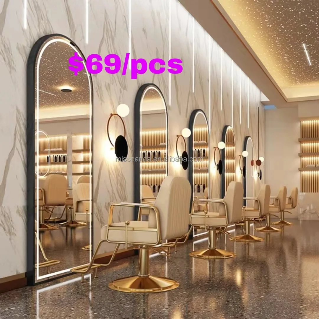 High quality hot selling modern professional led light mirror station for barber shop hair station