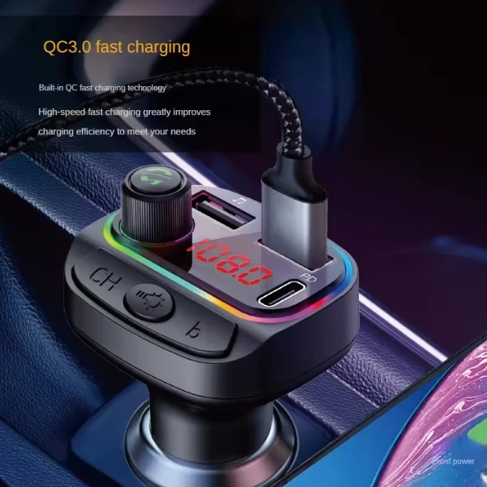 C14 Быстрая зарядка Qc3.0 автомобильное зарядное устройство mp3 плеер со светодиодной подсветкой 2 USB BT Type-C PD18W автомобильный адаптер для Iphone Samsung