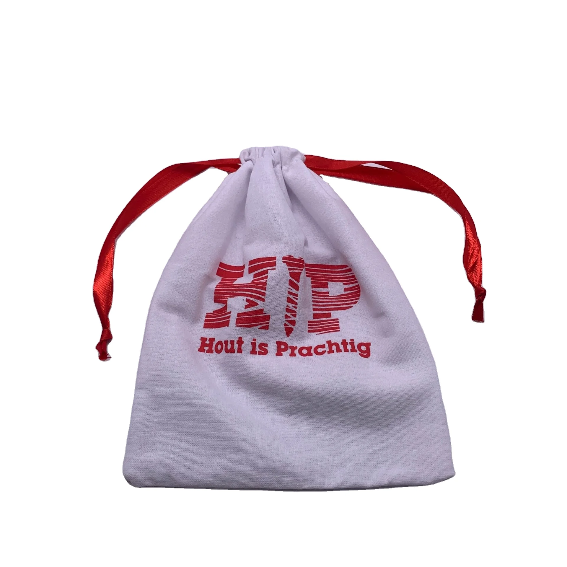 Custom Silkscreen Logo white Cotton Drawstring Pouch Suede velvet Packaging Bag For Jewelry