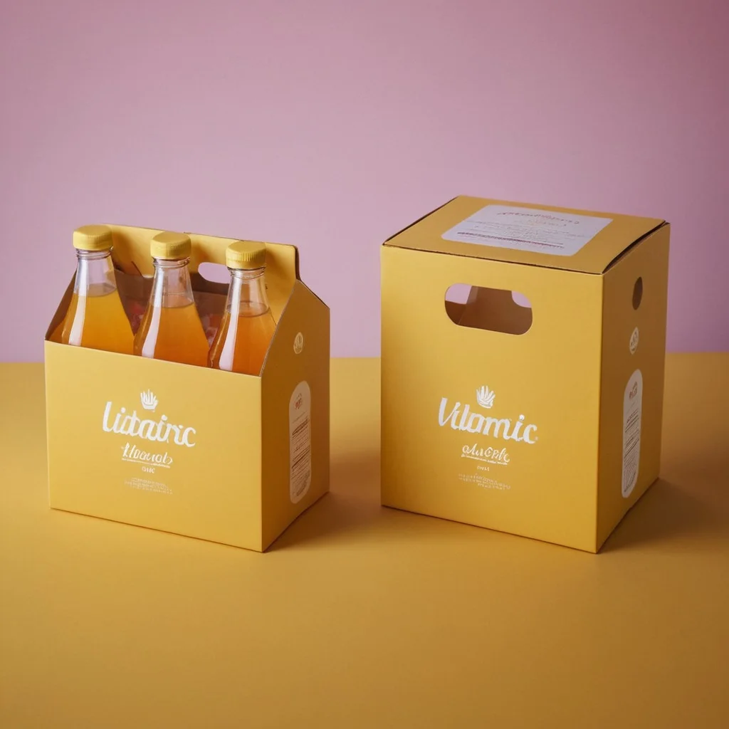 Custom Six Pack Health Drink Box Carrier Portable Paper Box 6 Bottle Beer Milk Fruit Vegetable Juice Soda Cans Beverage Box