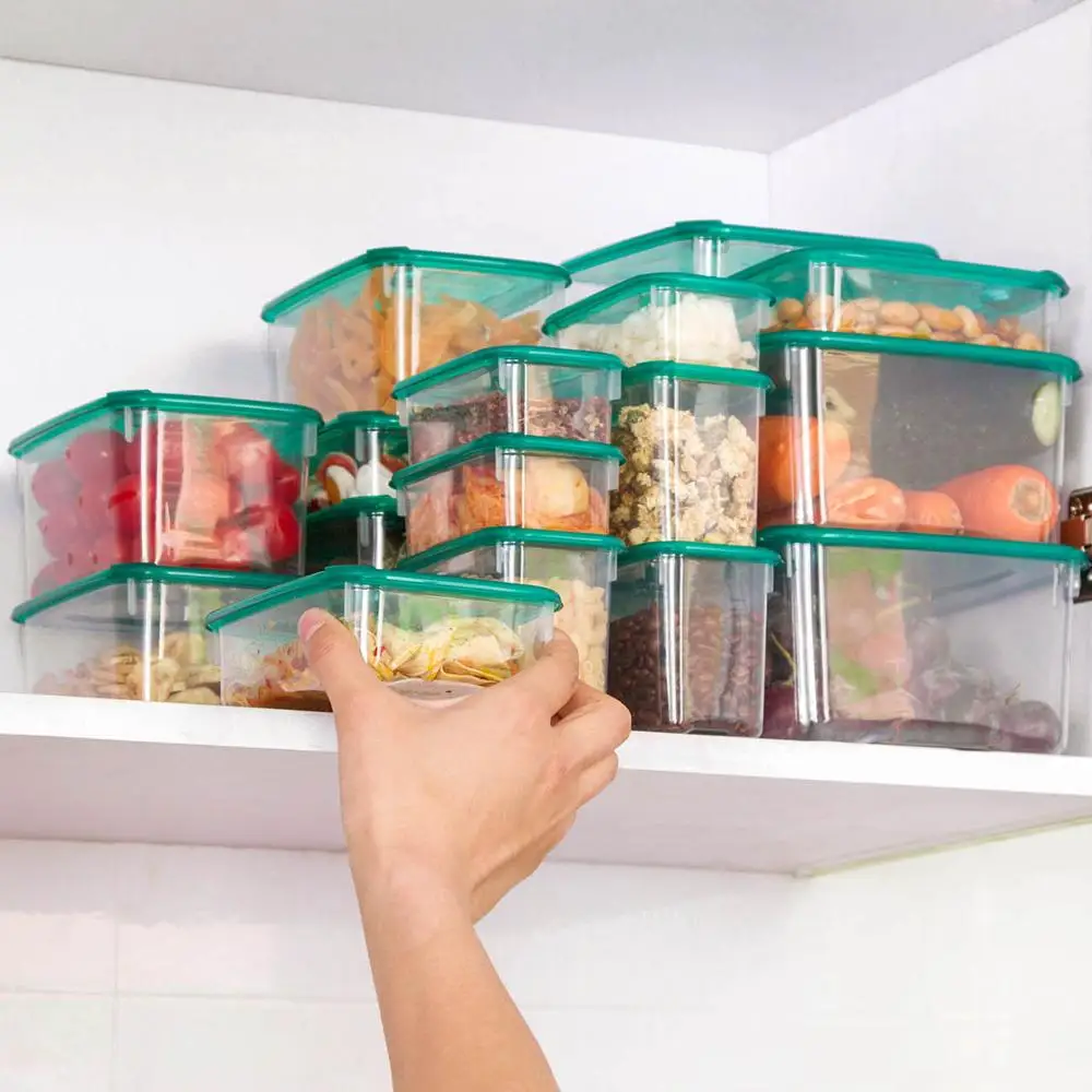 Sealed fresh-keeping 17 Piece Set Kitchen fruit plastic microwave convenience storage boxes