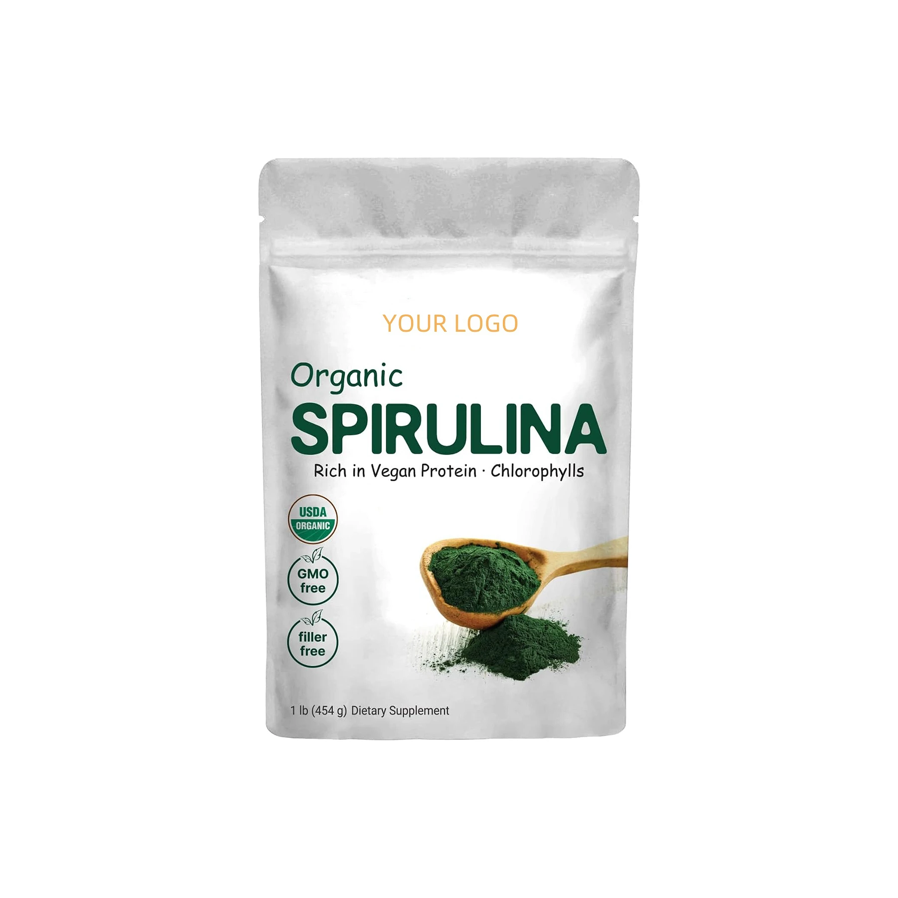 Manufacturer Organic Spirulina Powder Raw Spirulina (Arthrospira Platensis) Containers Minerals, Vitamins Non-GMO & Non-Irradiat
