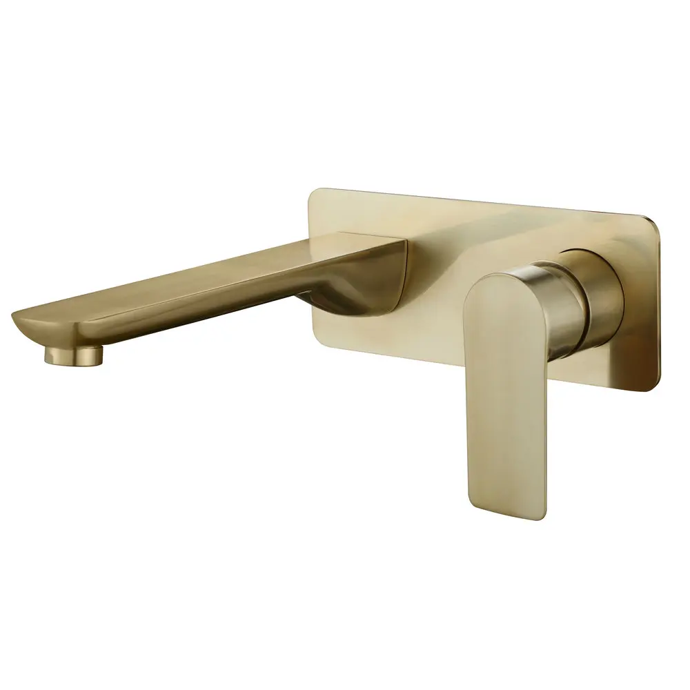 Brass wall-mounted concealed bathroom basin faucet tap mixer with brushed gold and rose golden color