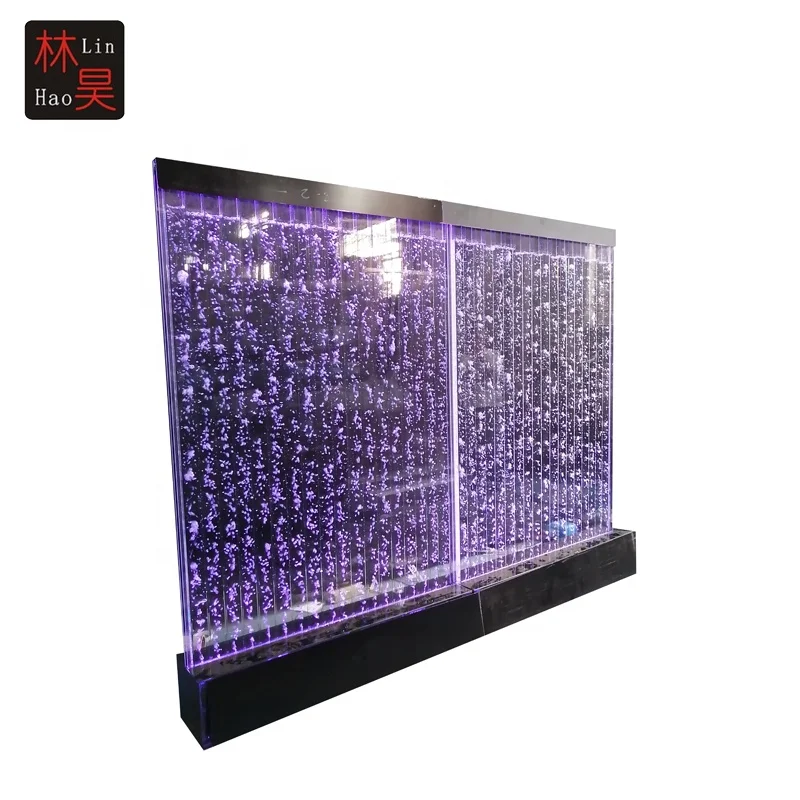 Contemporary Style Wall Mounted Curved Bubble LED Lighting Indoor Panel Waterfall Fountain Water Feature