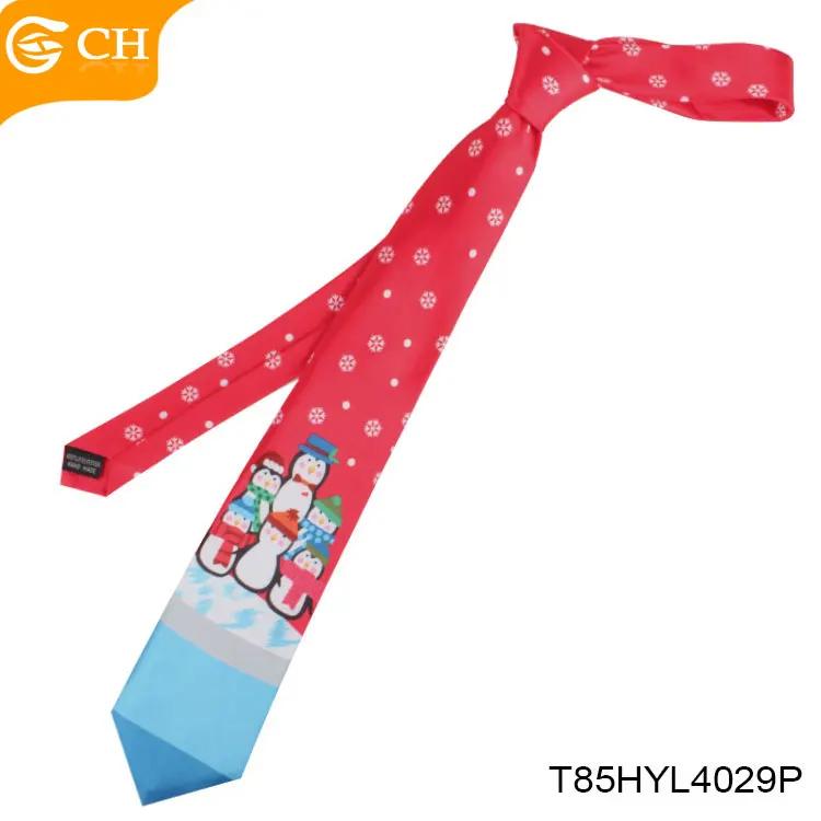 Factory Directly Snowman Microfiber Tie Fashion Festival Theme Snowflake Printed Neckties Custom Santa-Claus&Deer Christmas Ties