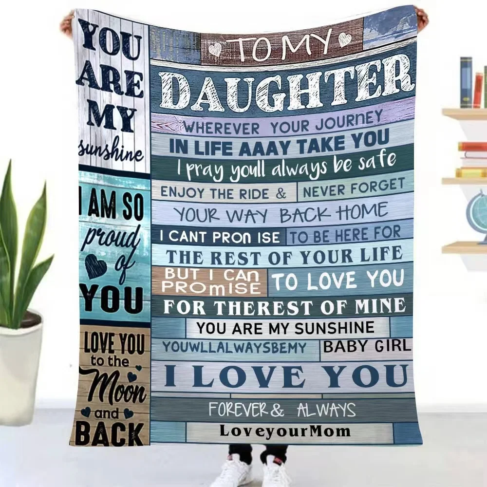 Wholesale Ultra-Soft Micro Fleece Light Weight Warm Bed Wife Daughter Custom Thanks Letter Pattern Size Throw Blanket for Winter