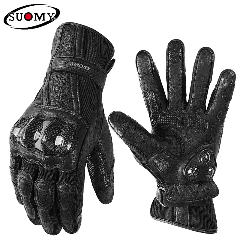 Suomy Women Pink Goatskin Motorcycle Riding Gloves Long Full Finger Scooter Electric Bike Gloves Cycling Racing Motocross Luvas