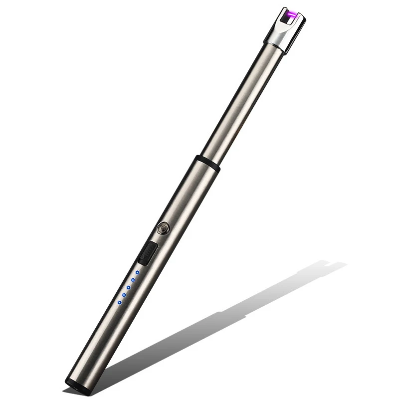 Best Selling Luxury Custom Logo Plasma Arc USB Charging Digital Wholesale BBQ Lighter Candle Lighter for Stock
