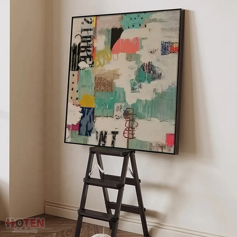Original Hand Painted Large Abstract Oil Painting Nordic Acrylic Wall Art with Thick Texture Canvas Support Base