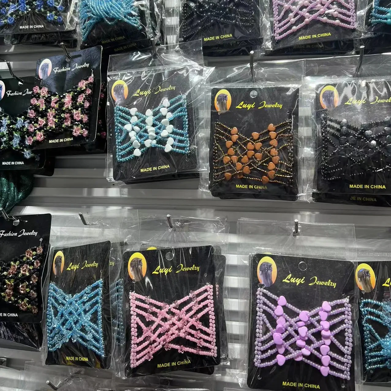 MYLULU Multi color Twist Double Combs Hair Clip Magic Hair Combs Flower shape Beaded Hair Accessories For Girl