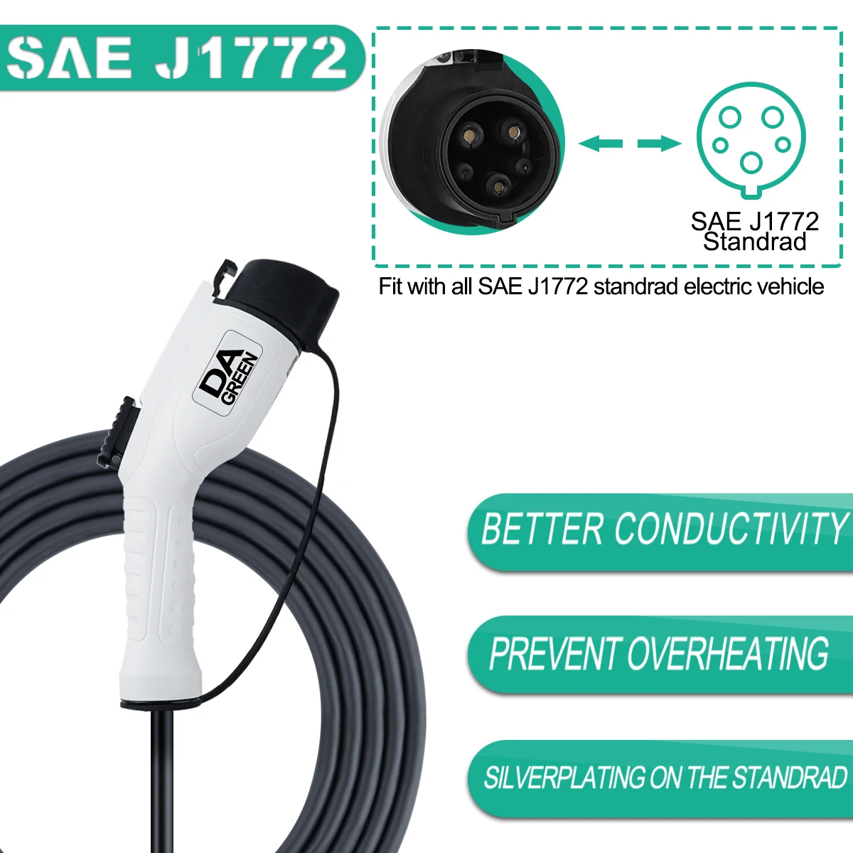 100-240 в SAE J1772 тип 1 EV зарядный штекер для электромобиля
