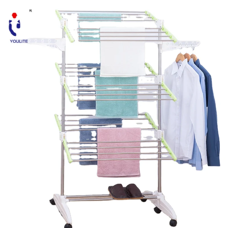 Production Line Vertical Free Floor Standing Clothes Drying Rack