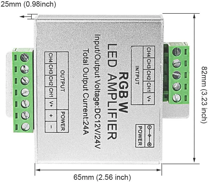 Высокоскоростной оптический соединитель 12 В постоянного тока 24 6 А * 4 канала 4-контурный усилитель RGBW в алюминиевом корпусе для светодиодной ленты SMD 3528 5050