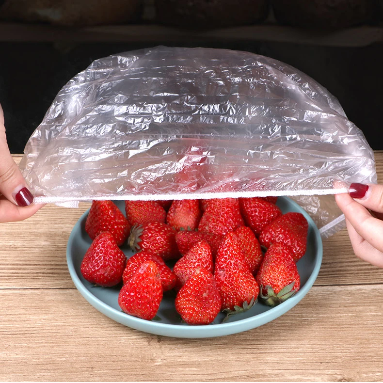 100 pcs Disposable plastic wrap food grade cover the leftovers sealed lid refrigerator tableware dust cover