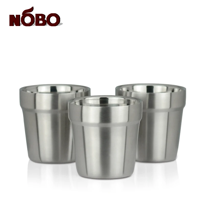 Wholesale korean metal soju cup coffee tea cup stainless steel drinking cup with Double layer structure