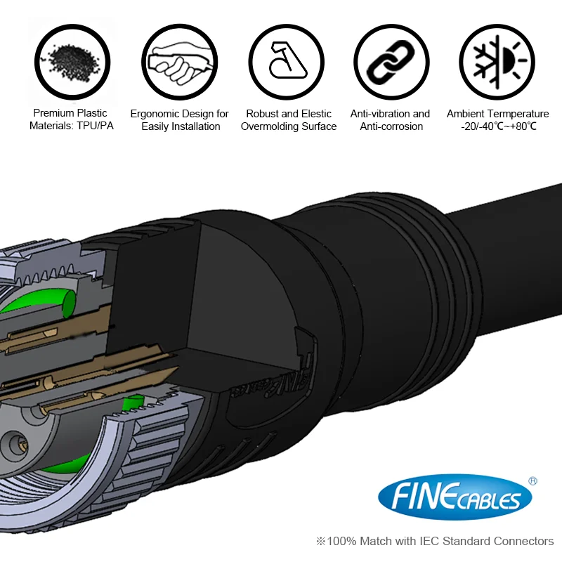 Finecables Electrical IP67 3 4 5 8pin Field Assembly Right Angel M12 Male Connector