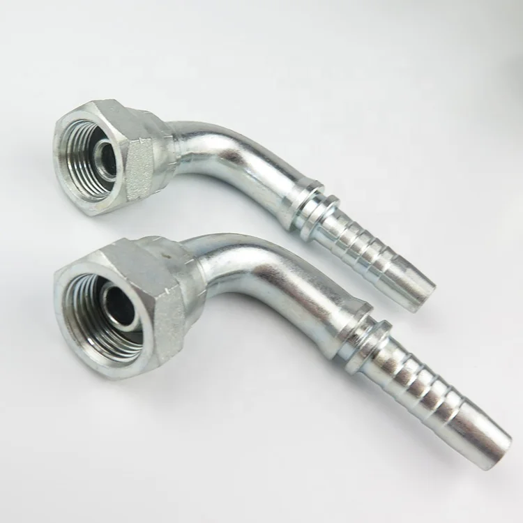 22691 Forged End Connection Hydraulic Hose Fittings Carbon Steel Single Hex 90 Degree Bsp