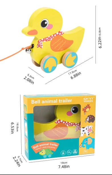 Cpc Ce Wholesale New Product Montessori Educational Toy Wooden Kids Toy Animal Pull Car Toy For Toddlers