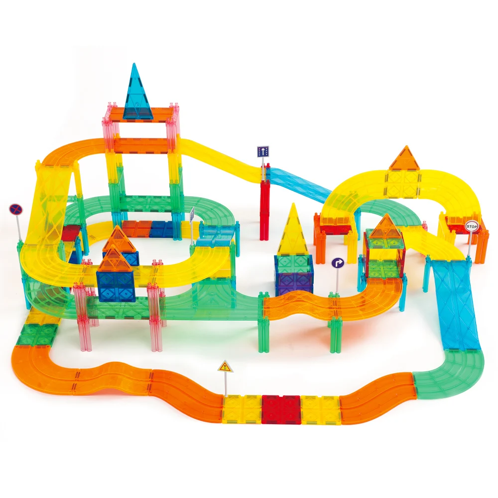 Kebo 2022 3D 200pcs Magnetic Educational Toys magnetic racing track car set tiles building blocks for kids