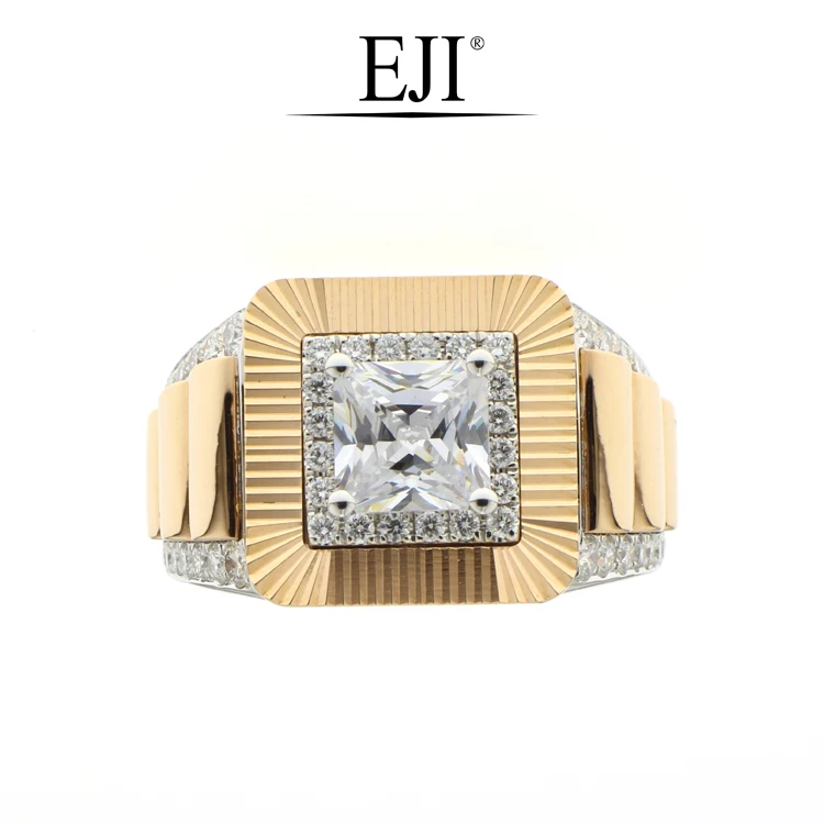 
Manufactory Direct Luxury Atmospheric CNC 18K Gold Diamond Ring For Men 
