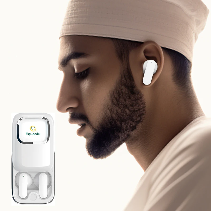 British Muslim hot selling wireless blue tooth earphone qb525 with charging case quran Speaker smart app control  quran player