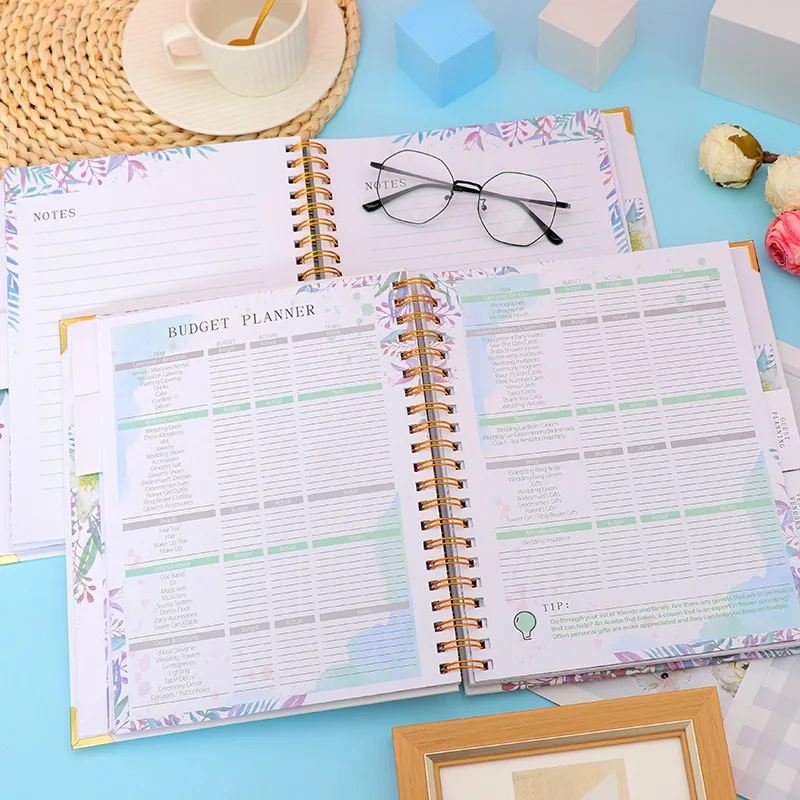 Custom Printing Wedding Planner Spiral Binding Notebook Organizer Book Wedding Notebook Planner